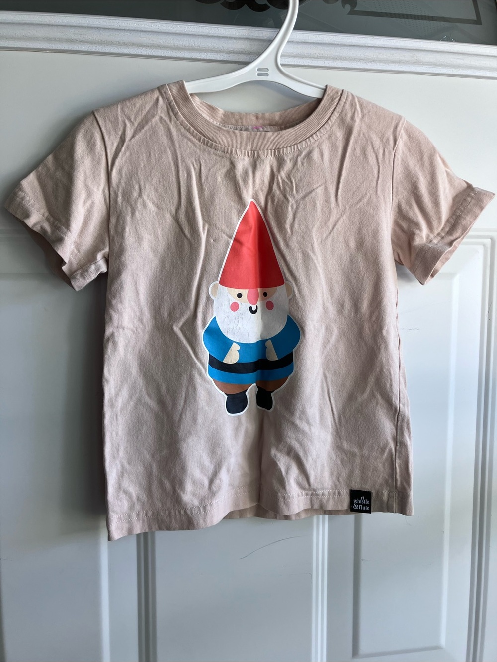 Whistle & flute gnome tee beige!100% organic cotton 3t 4t